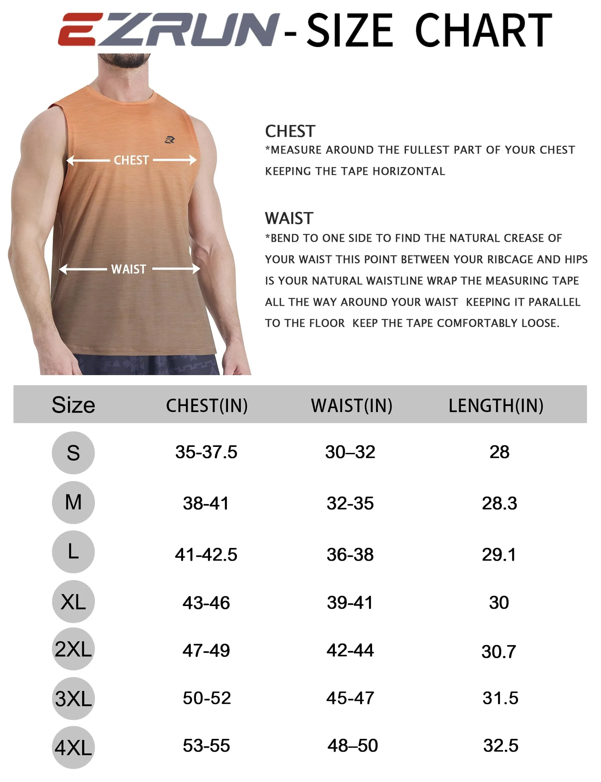 EZRUN Men's Tank Tops Quick Dry Workout Muscle Sleeveless Shirts Summer Gym Athletic Shirt for Swim Beach Running