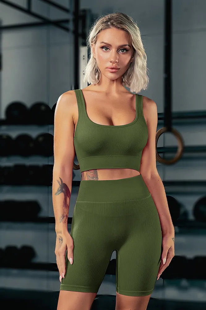 Feel Your Power Seamless Shorts Set ( Sports bra   Shorts)