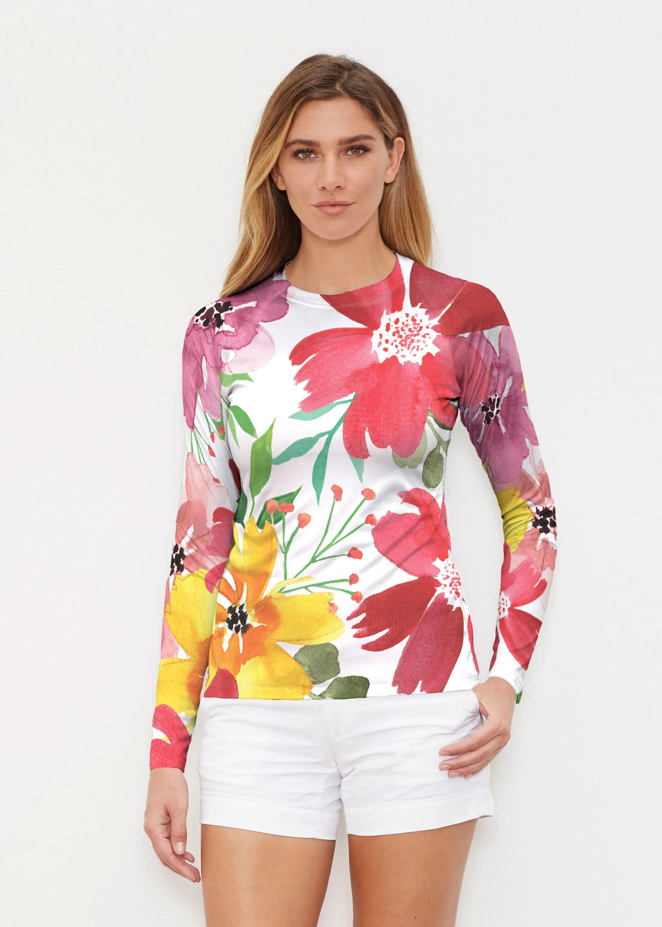Festive Bloom (8154) ~ Long Sleeve Rash Guard