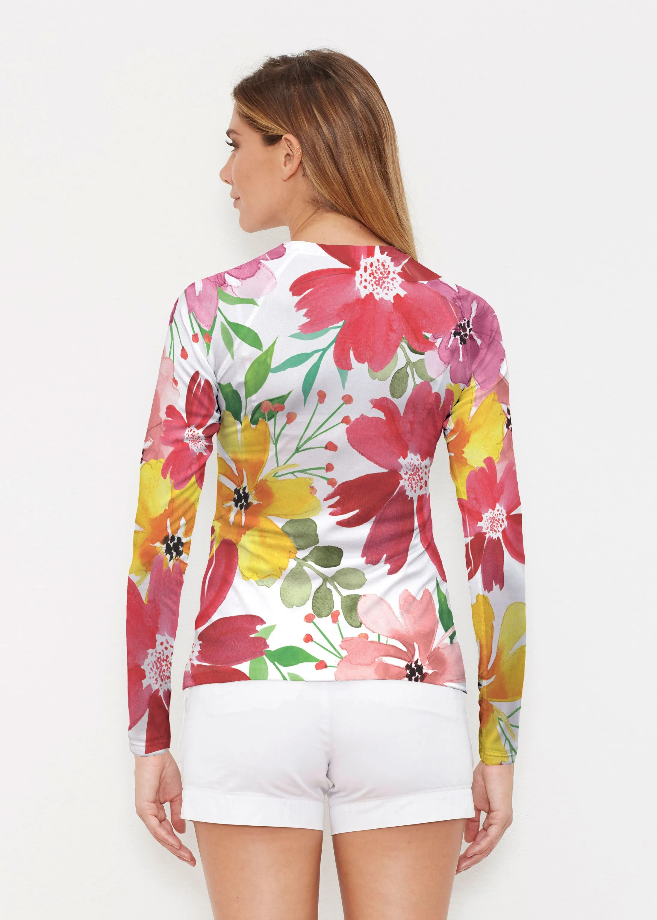 Festive Bloom (8154) ~ Long Sleeve Rash Guard