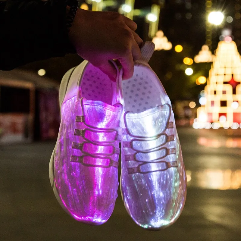 Fiber Optic Fabric Light Up Shoes Flashing Teenager Luminous Sneakers