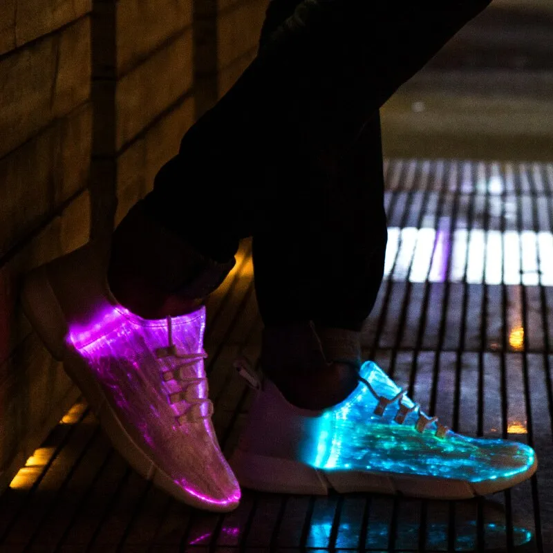 Fiber Optic Fabric Light Up Shoes Flashing Teenager Luminous Sneakers