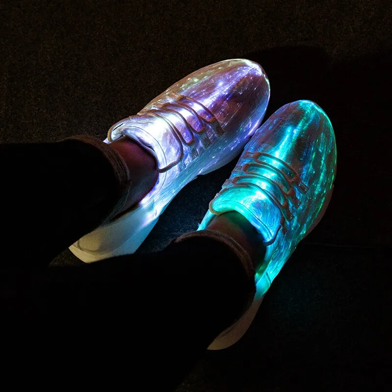 Fiber Optic Fabric Light Up Shoes Flashing Teenager Luminous Sneakers