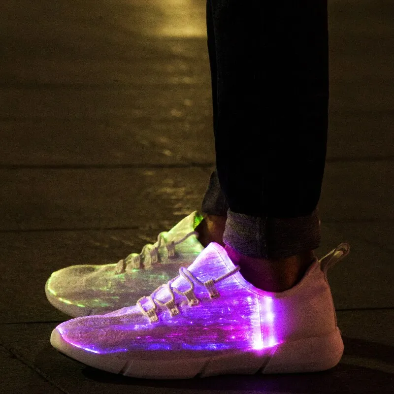 Fiber Optic Fabric Light Up Shoes Flashing Teenager Luminous Sneakers