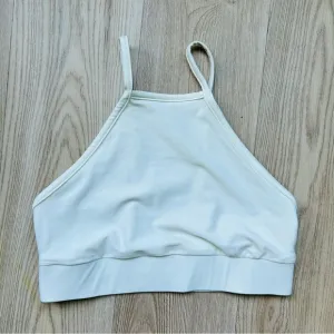 Fierce   Regal High Neck Sports Bra - Ivory/White, Open Back