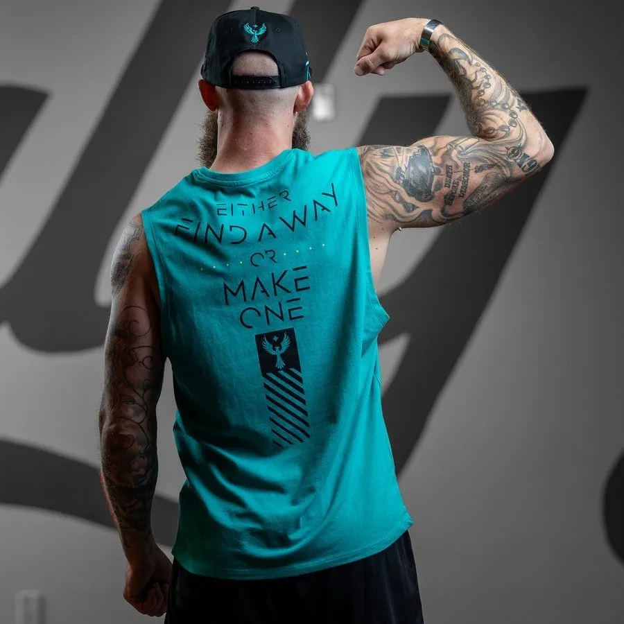 Find A Way Or Make One Muscle Tank - Heather Aqua