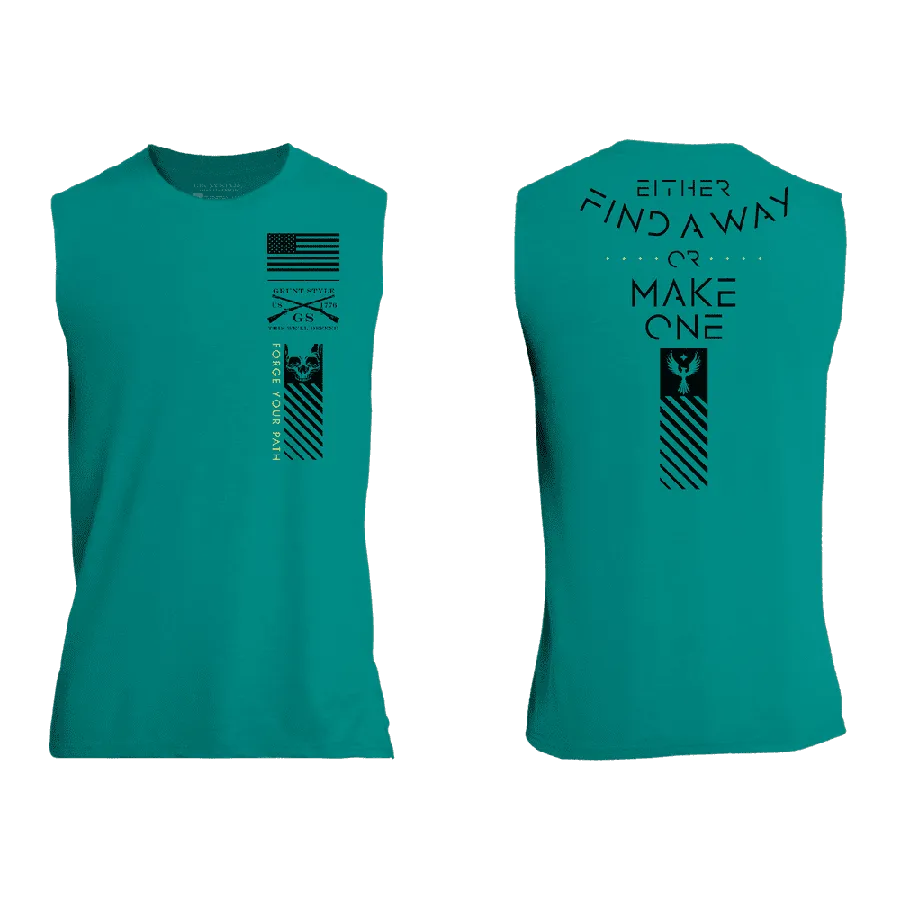 Find A Way Or Make One Muscle Tank - Heather Aqua