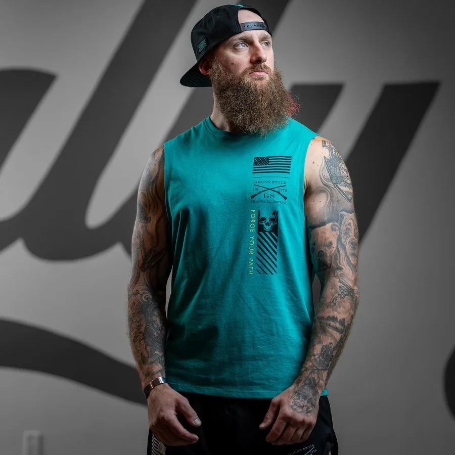 Find A Way Or Make One Muscle Tank - Heather Aqua