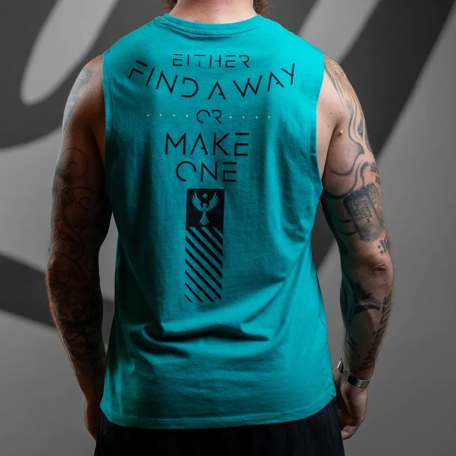 Find A Way Or Make One Muscle Tank - Heather Aqua