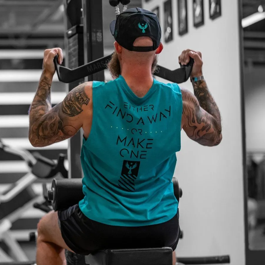 Find A Way Or Make One Muscle Tank - Heather Aqua