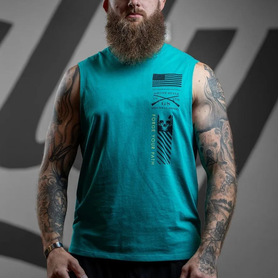 Find A Way Or Make One Muscle Tank - Heather Aqua