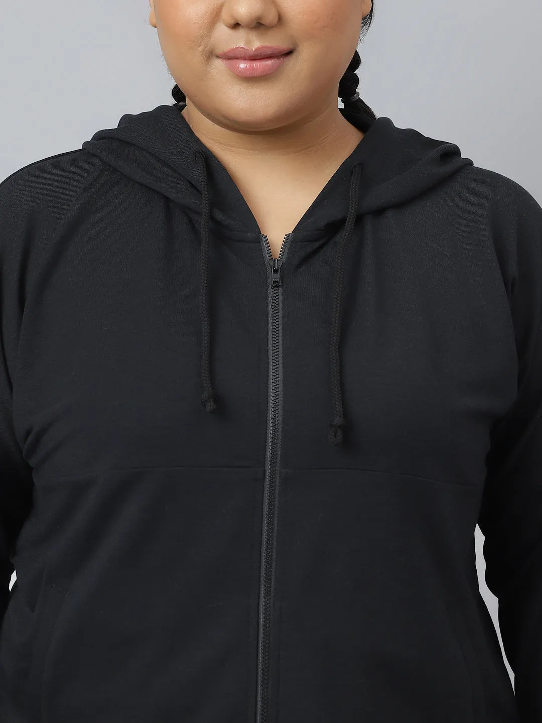 Fitkin Ecofriendly Tencel Anti-Odor Plus size Black Hoodie Jacket