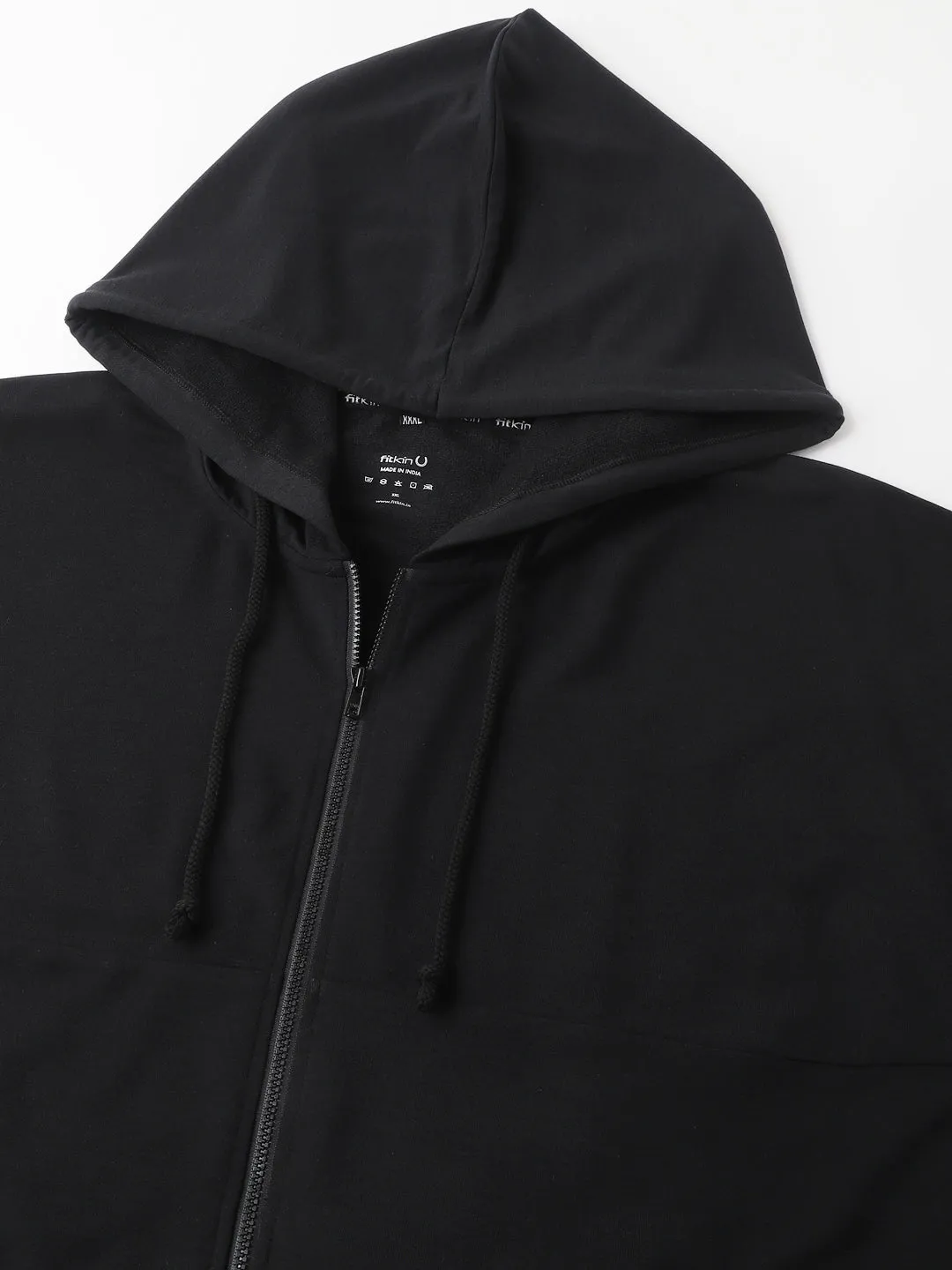 Fitkin Ecofriendly Tencel Anti-Odor Plus size Black Hoodie Jacket