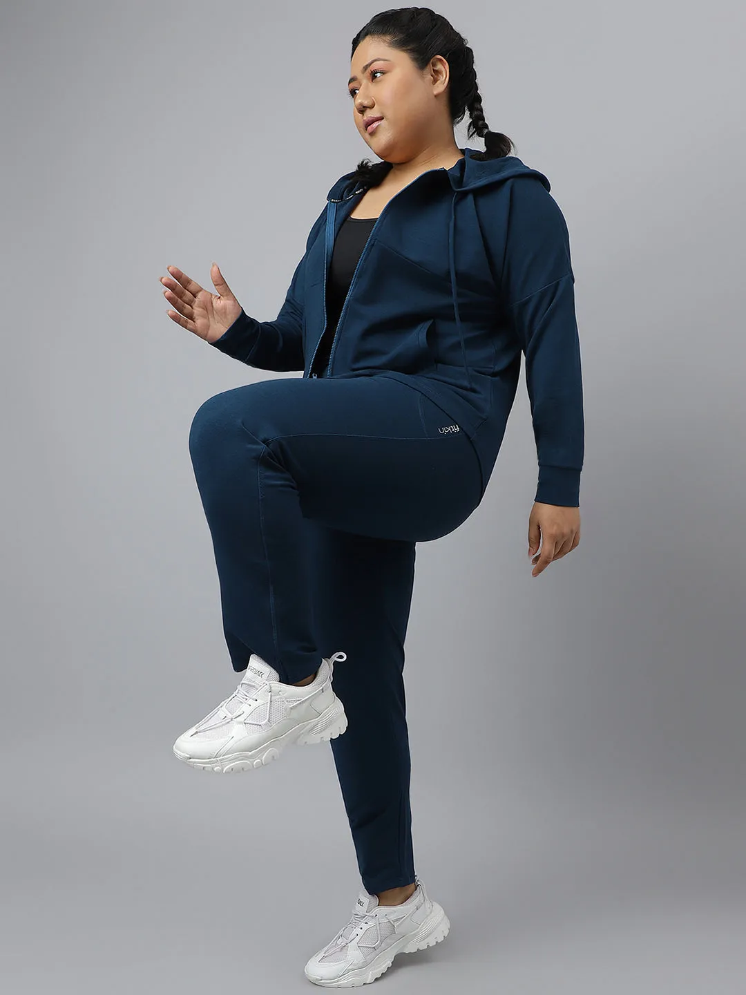 Fitkin Ecofriendly Tencel Anti-Odor Plus size Teal Hoodie Jacket