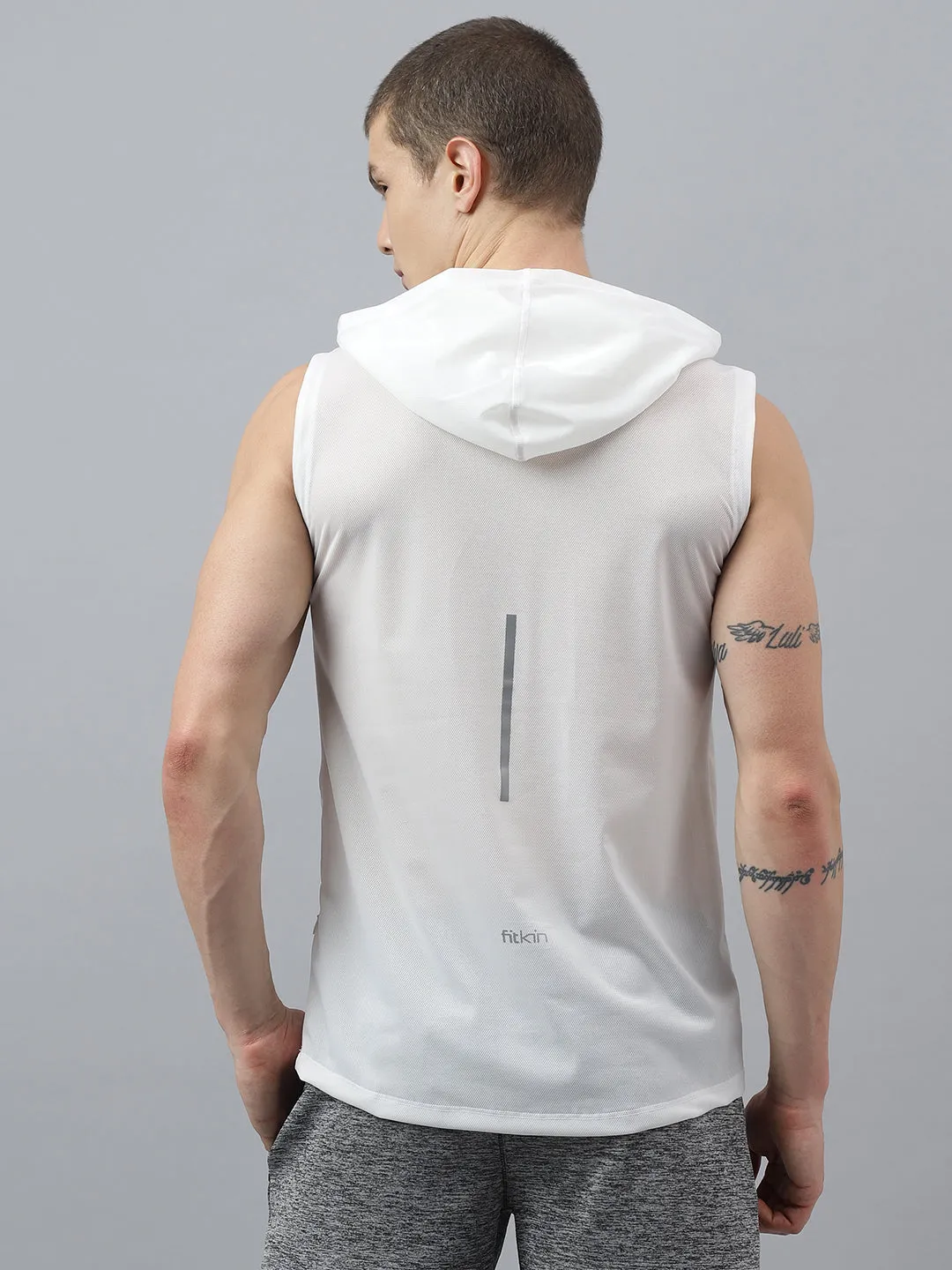 Fitkin men self design front zipper hooded tshirt