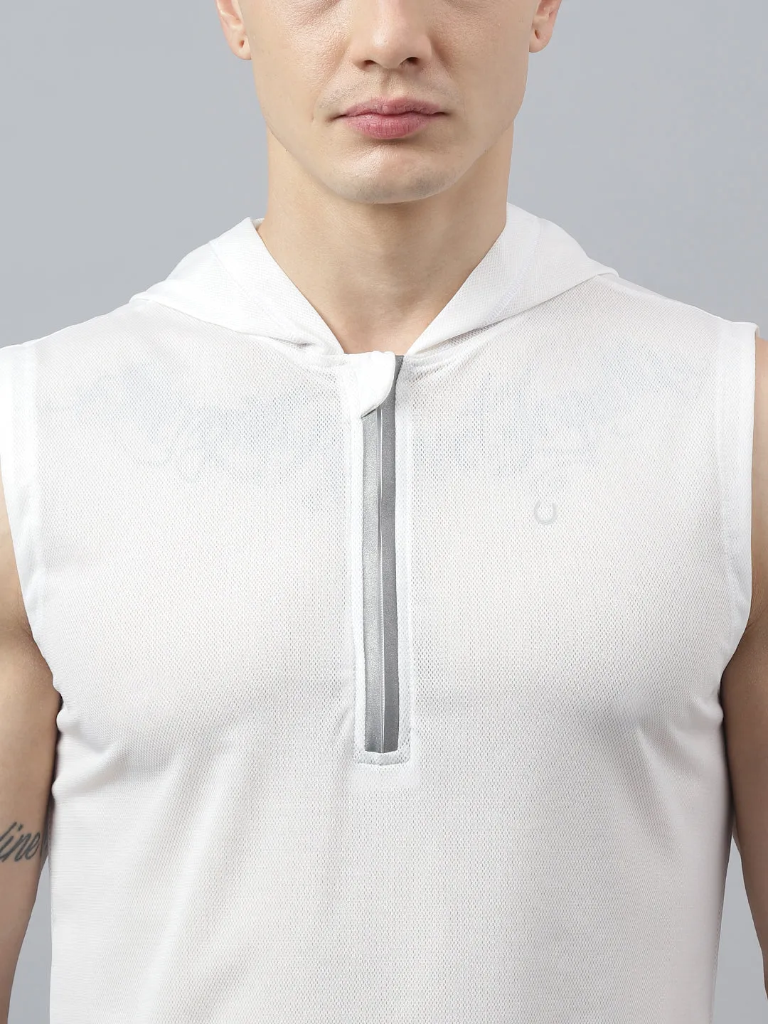 Fitkin men self design front zipper hooded tshirt