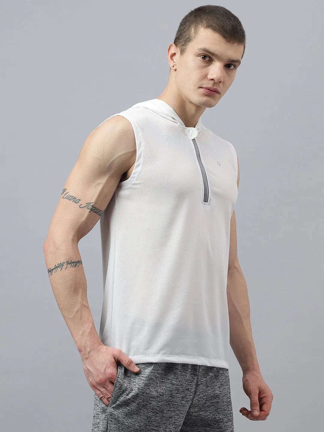 Fitkin men self design front zipper hooded tshirt