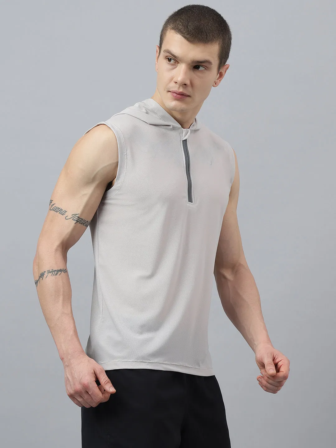 Fitkin men self design front zipper hooded tshirt