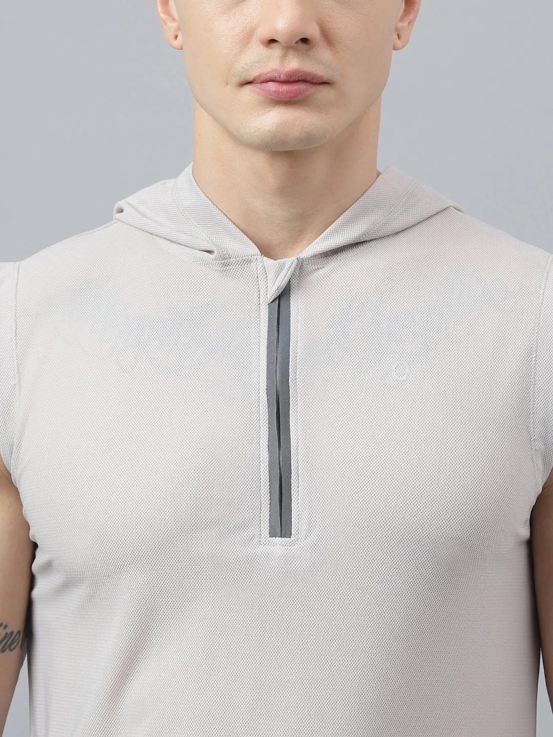 Fitkin men self design front zipper hooded tshirt