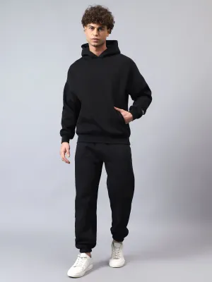 Fitkin Men Solid Black Fleece Winter Jogger