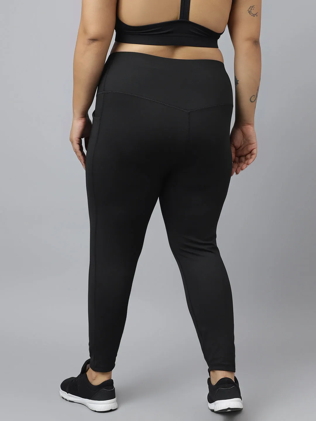 Fitkin Plus Size Black Super Soft High Waist Ultimate Core Tights