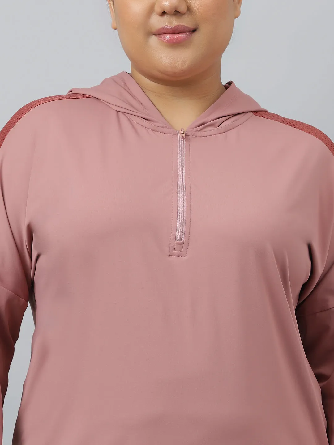 Fitkin Plus Size Pink Super Soft Anti-Odor Mauve Long Sleeve Hoodie