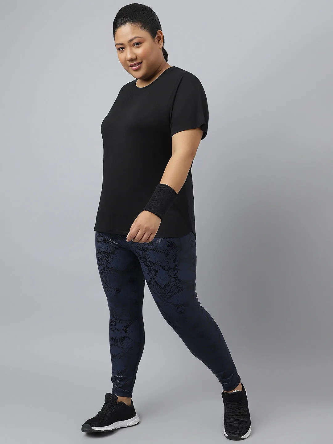 Fitkin Plus Size Super Soft Ecofriendly Modal Black Short Sleeve Tshirt