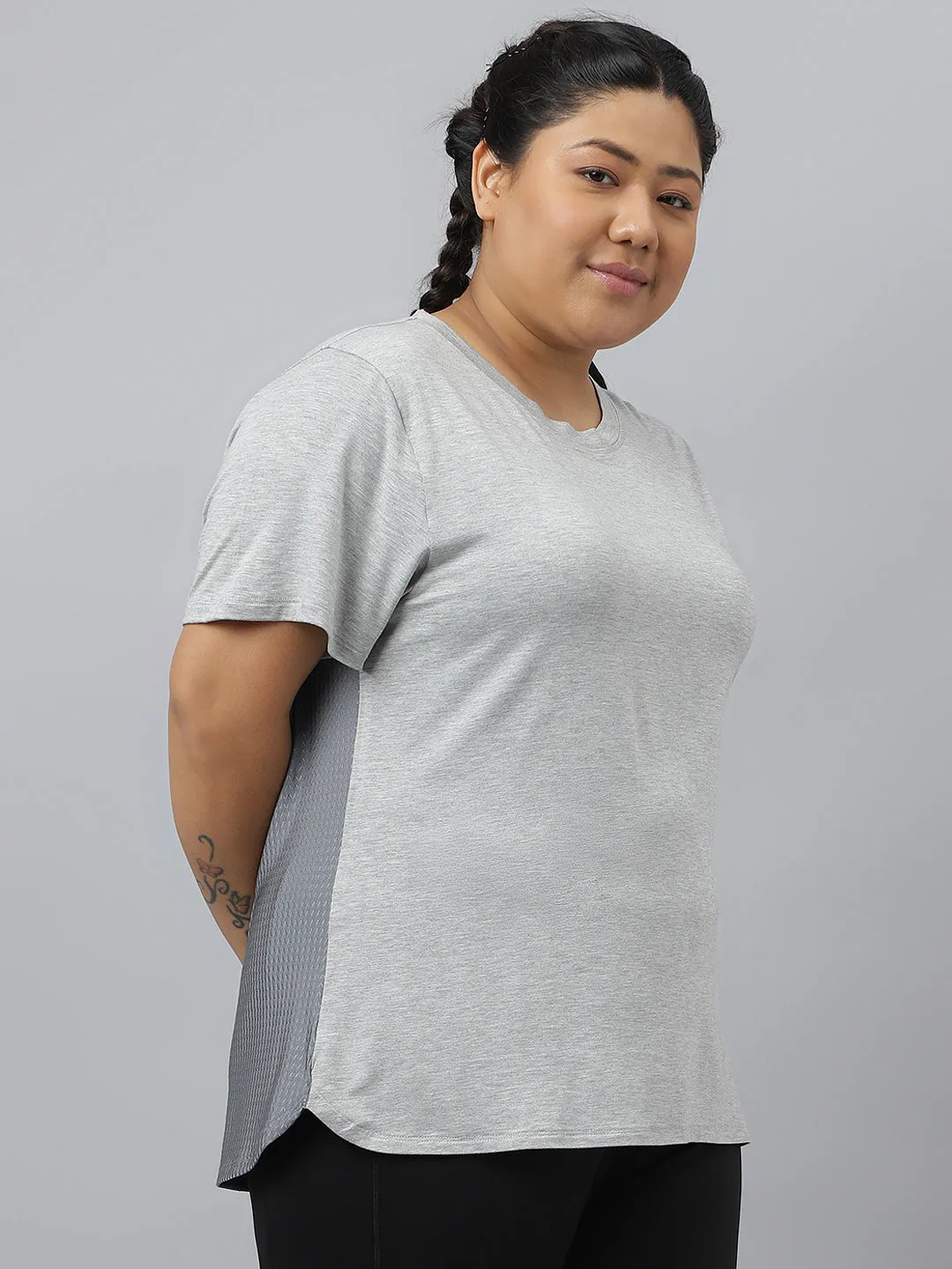 Fitkin Plus Size Super Soft Ecofriendly Modal Grey Short Sleeve Tshirt