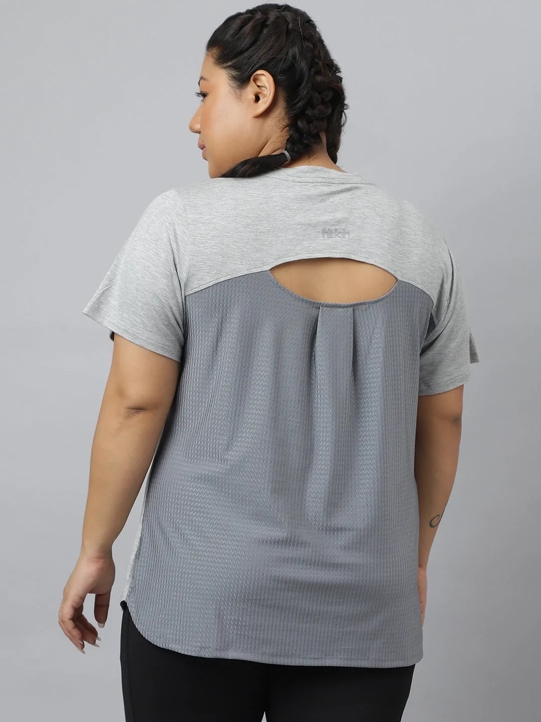 Fitkin Plus Size Super Soft Ecofriendly Modal Grey Short Sleeve Tshirt