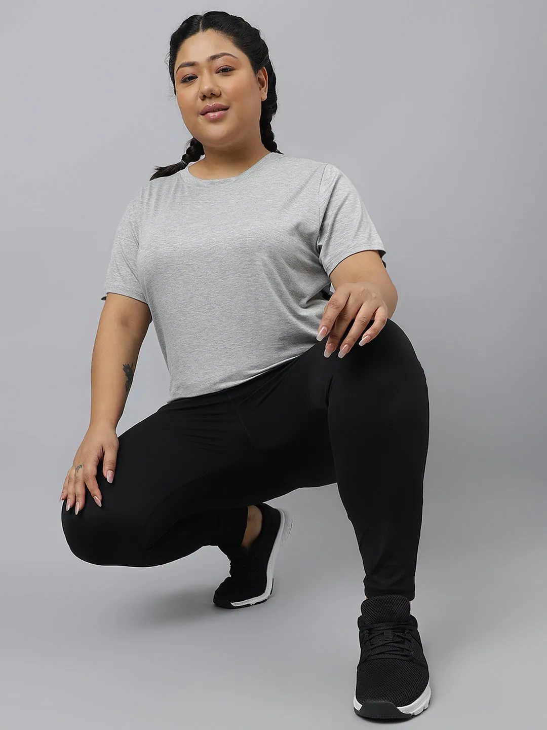Fitkin Plus Size Super Soft Ecofriendly Modal Grey Short Sleeve Tshirt