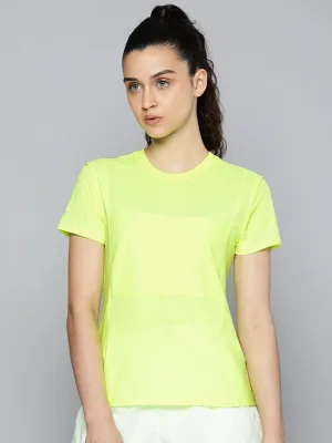 Fitkin Women Green Self-striped Short Sleeves T-shirt