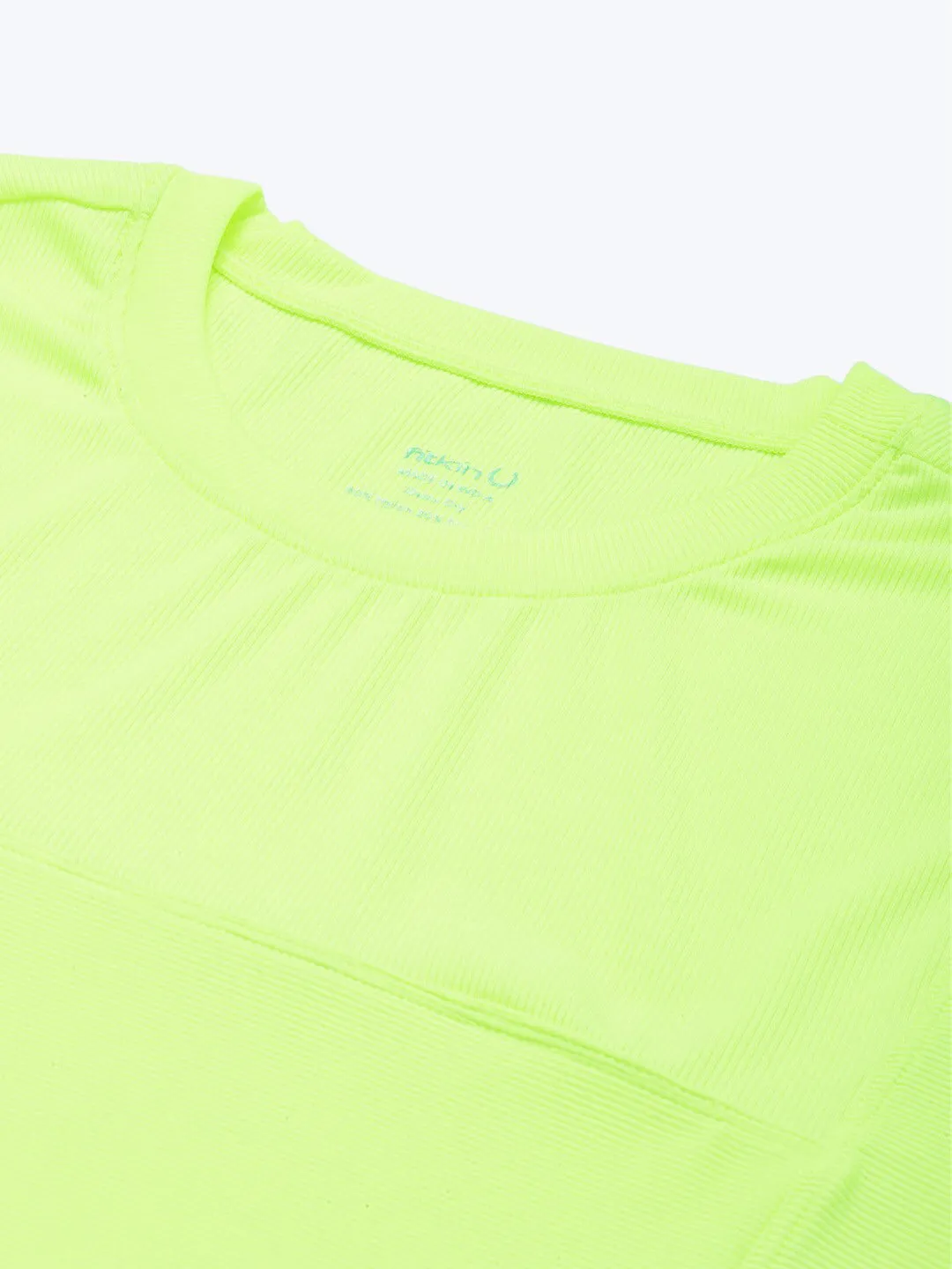 Fitkin Women Green Self-striped Short Sleeves T-shirt