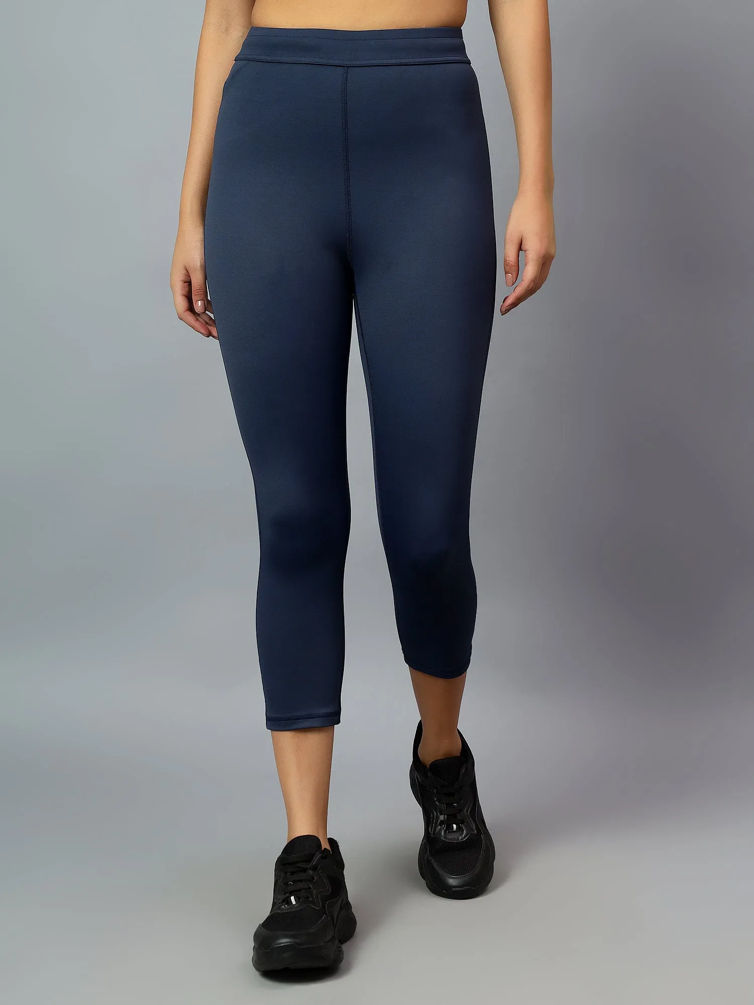 Fitkin Women Navy Capri with Zipper Pocket