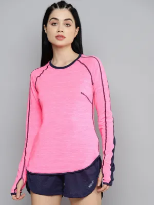 Fitkin Women Pink Colourblocked Dry Fit Running T-shirt