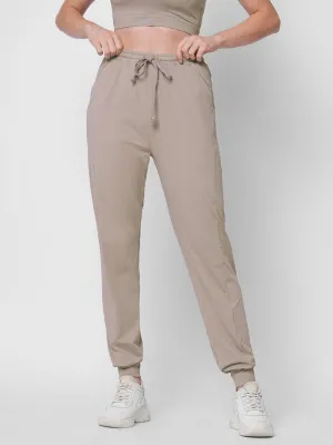 Fitkin women rose taupe high waist jogger with side pockets