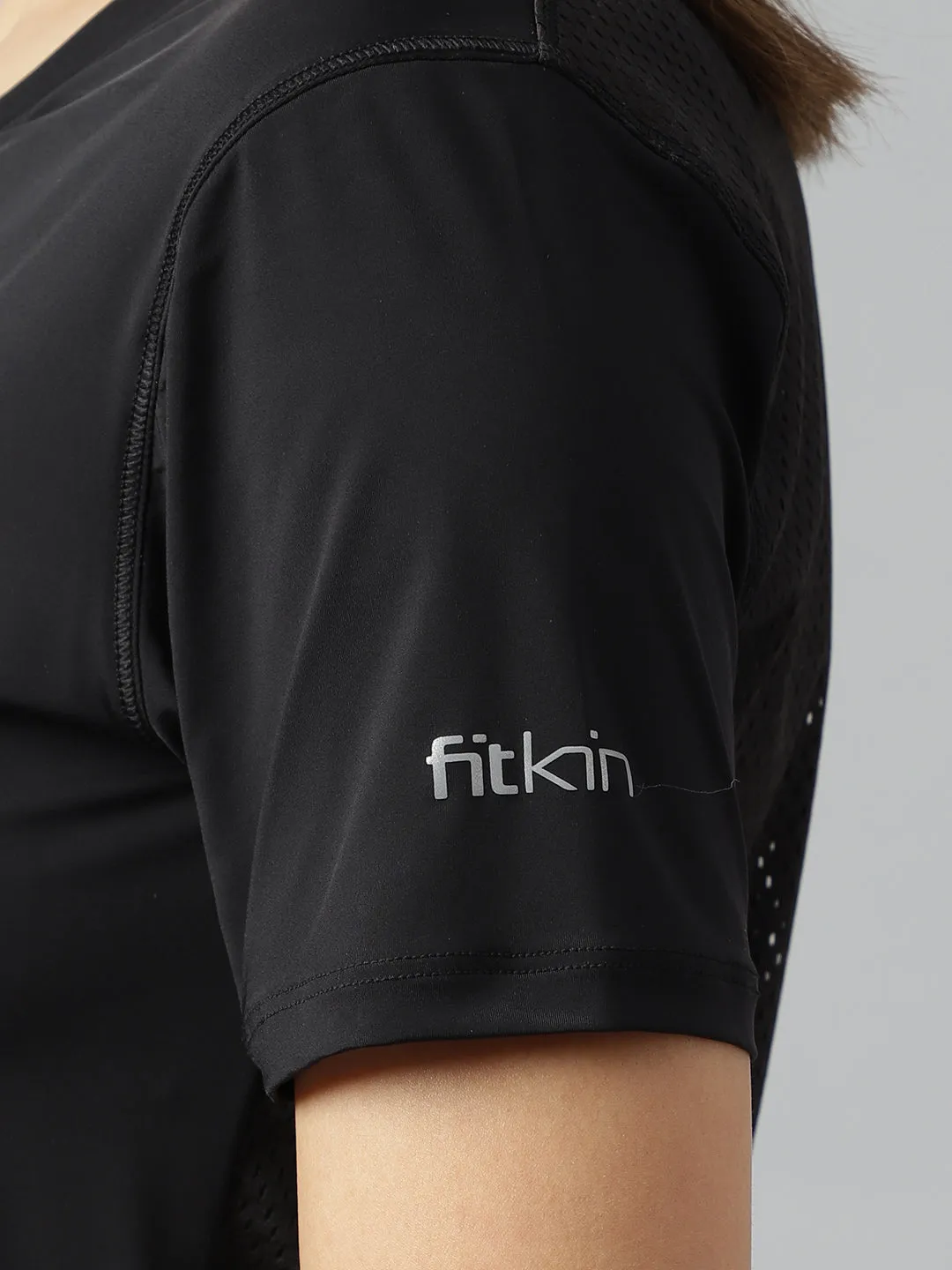 Fitkin women v neck short sleeves t-shirt with back mesh