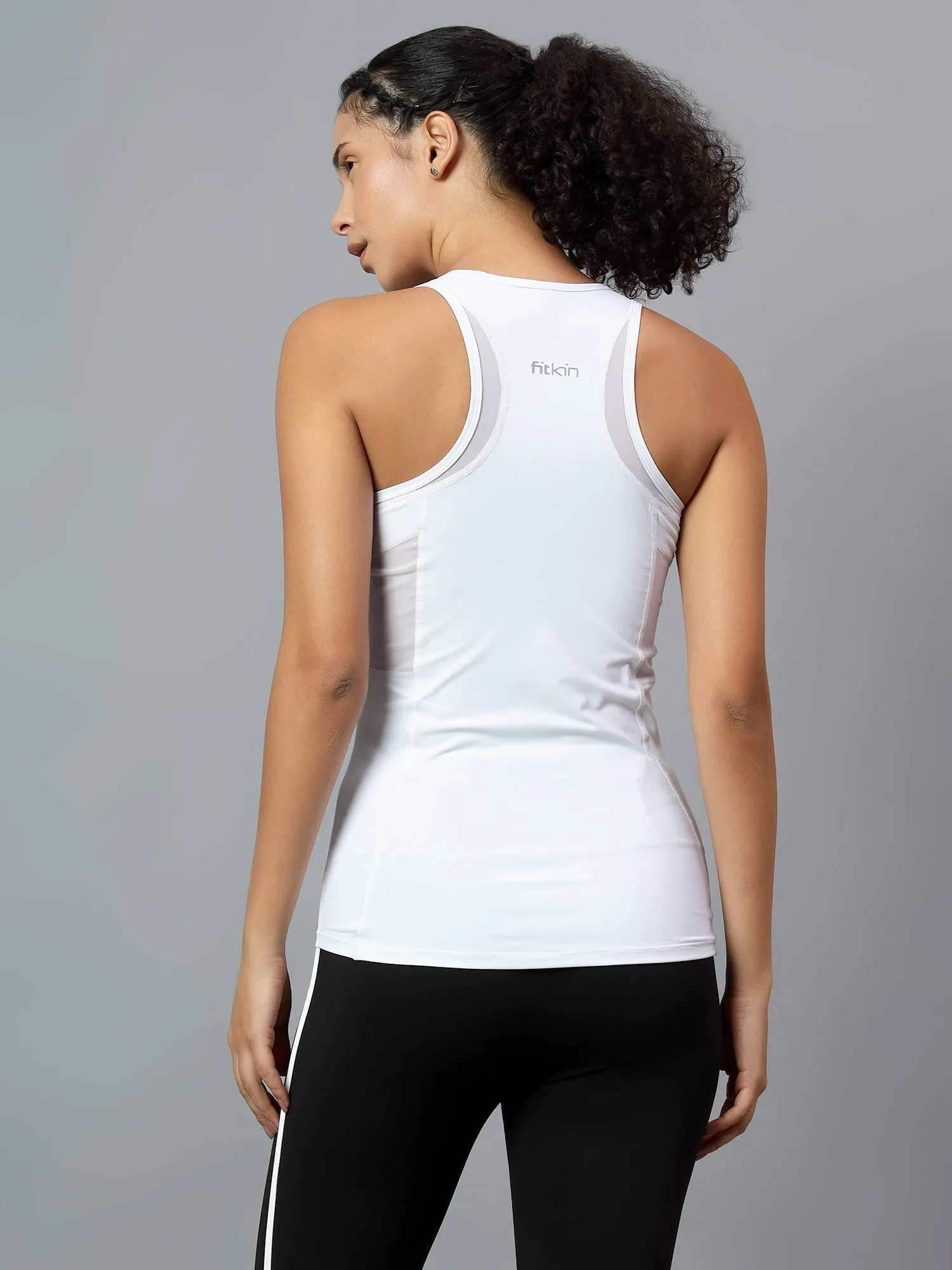Fitkin Women White High Intensity Training  Tank
