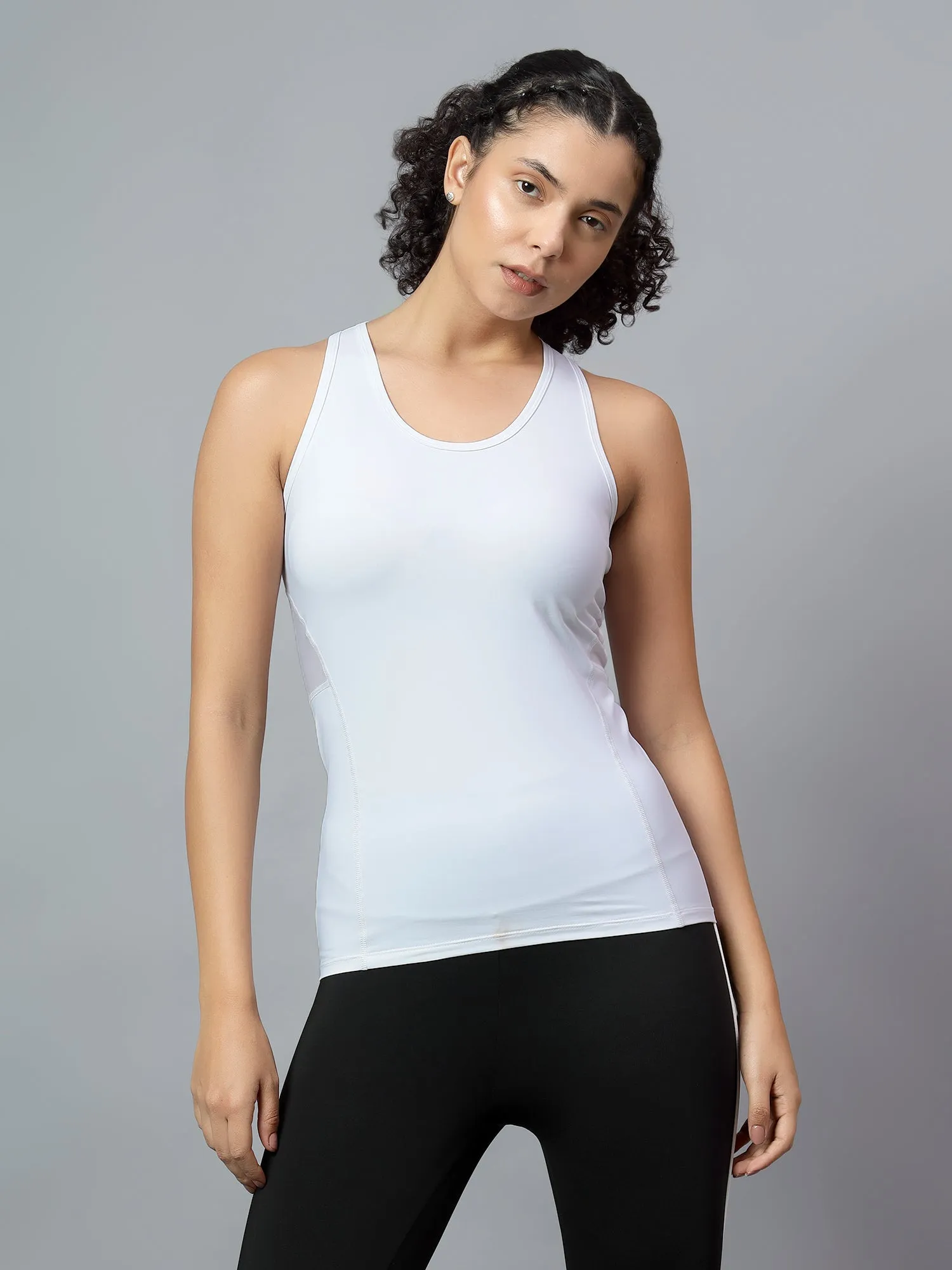 Fitkin Women White High Intensity Training  Tank
