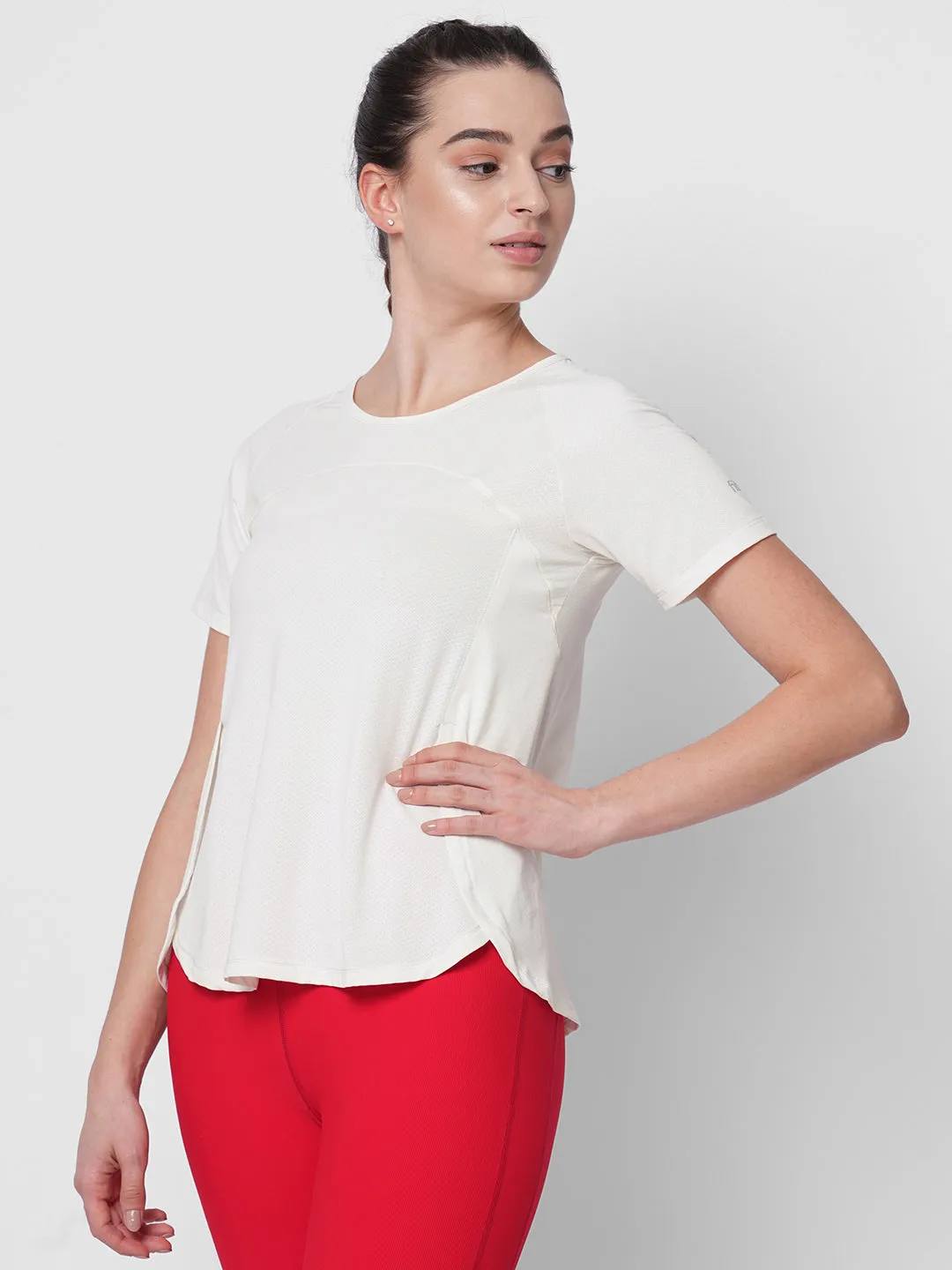 Fitkin women white side overlap style tshirt