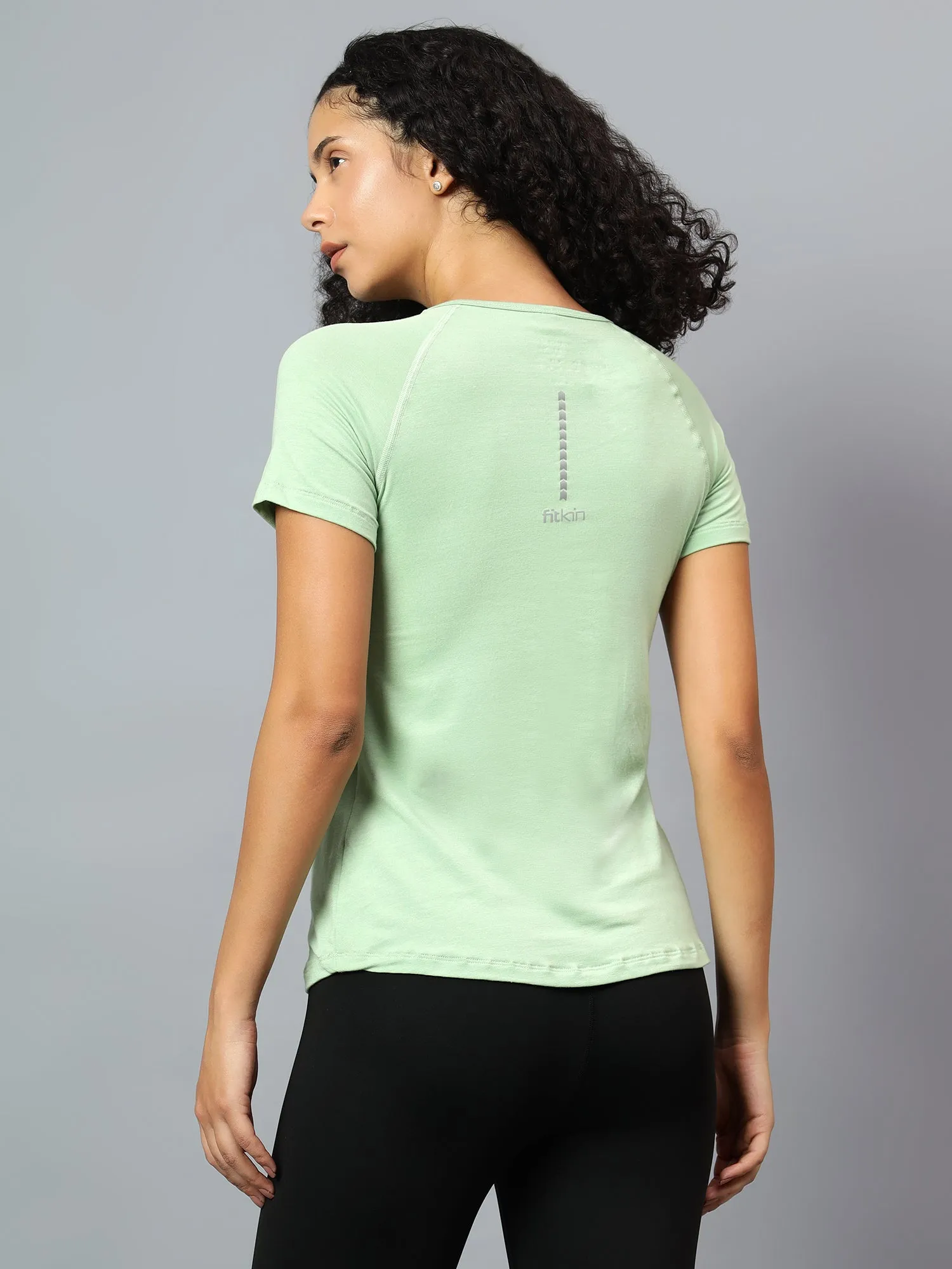 Fitkin Women's Lime Green Ecofriendly Tencel Active Tshirt