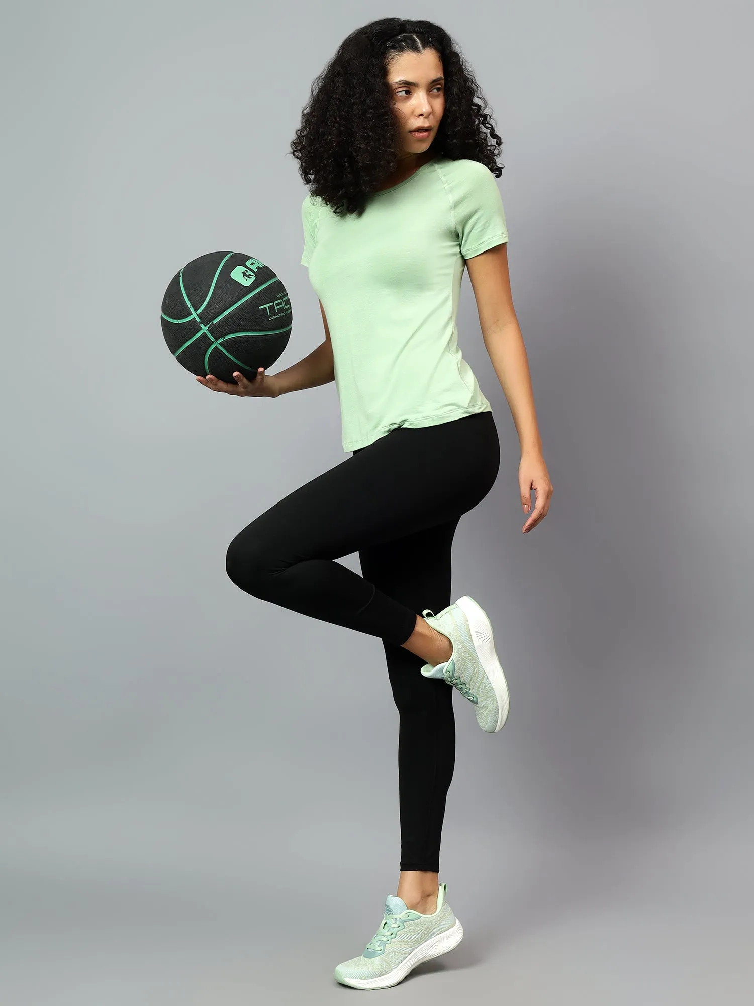 Fitkin Women's Lime Green Ecofriendly Tencel Active Tshirt