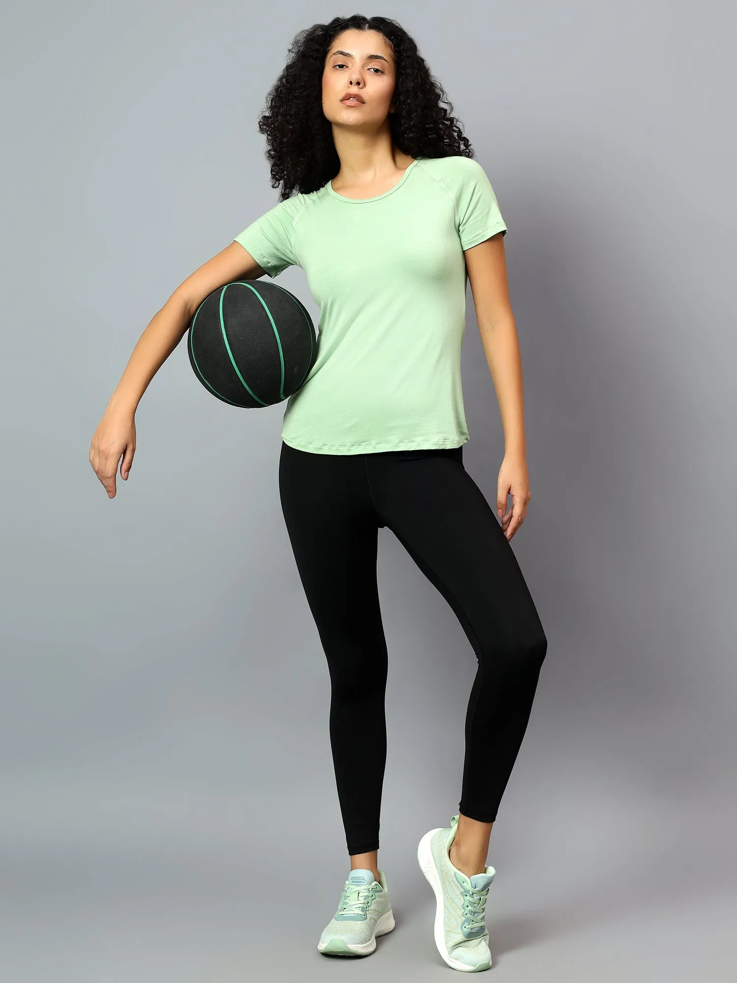 Fitkin Women's Lime Green Ecofriendly Tencel Active Tshirt
