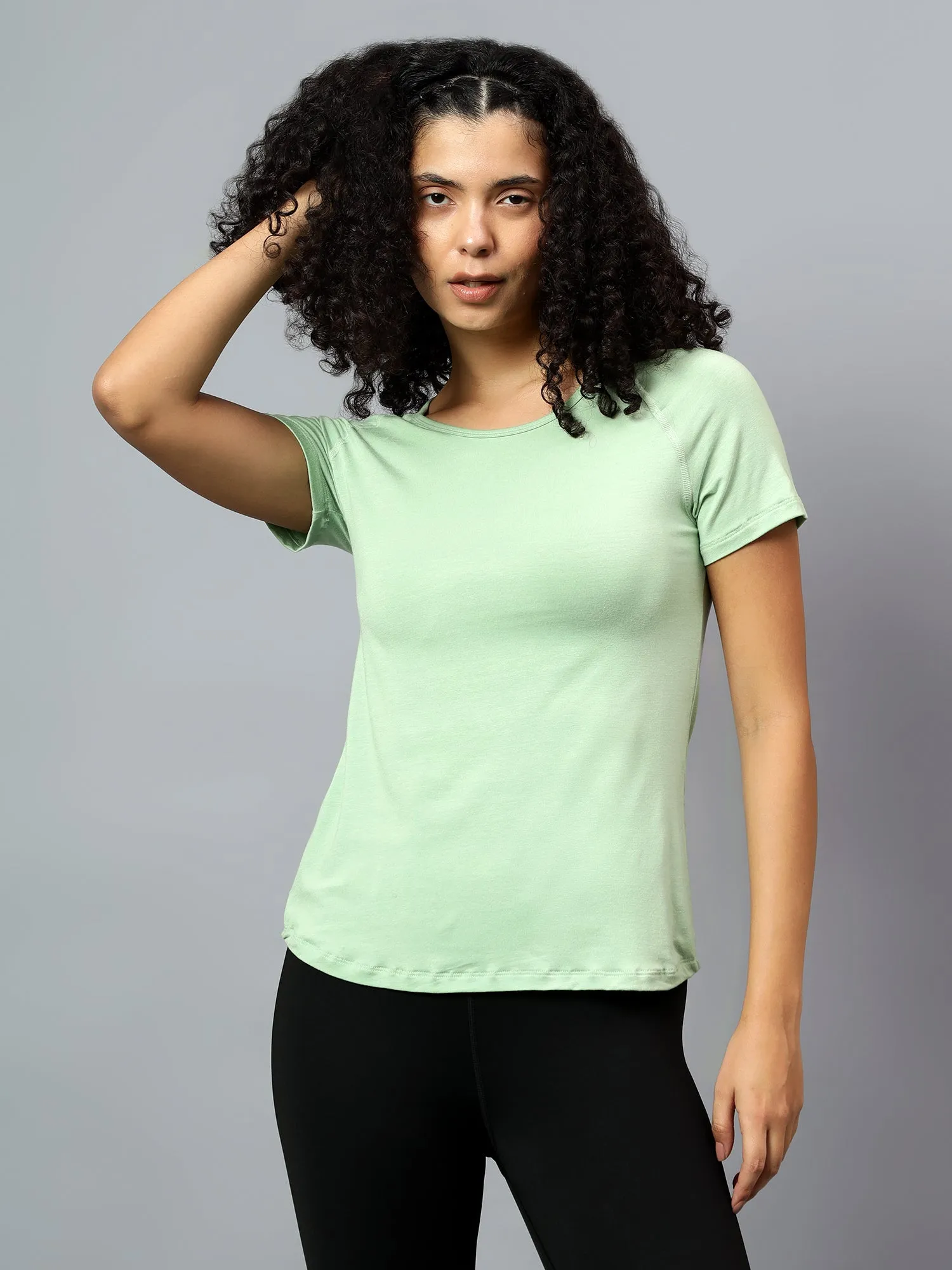 Fitkin Women's Lime Green Ecofriendly Tencel Active Tshirt