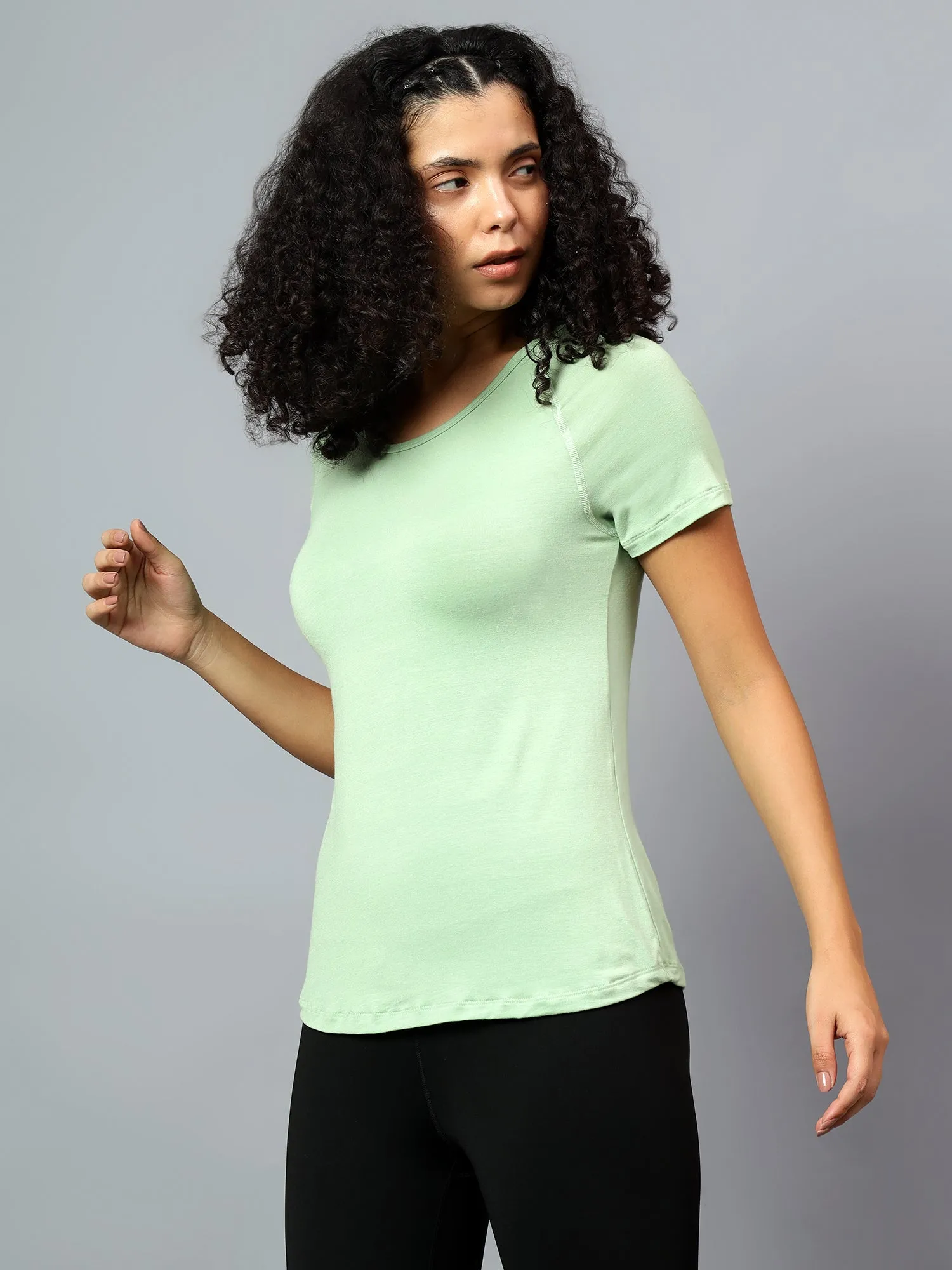Fitkin Women's Lime Green Ecofriendly Tencel Active Tshirt