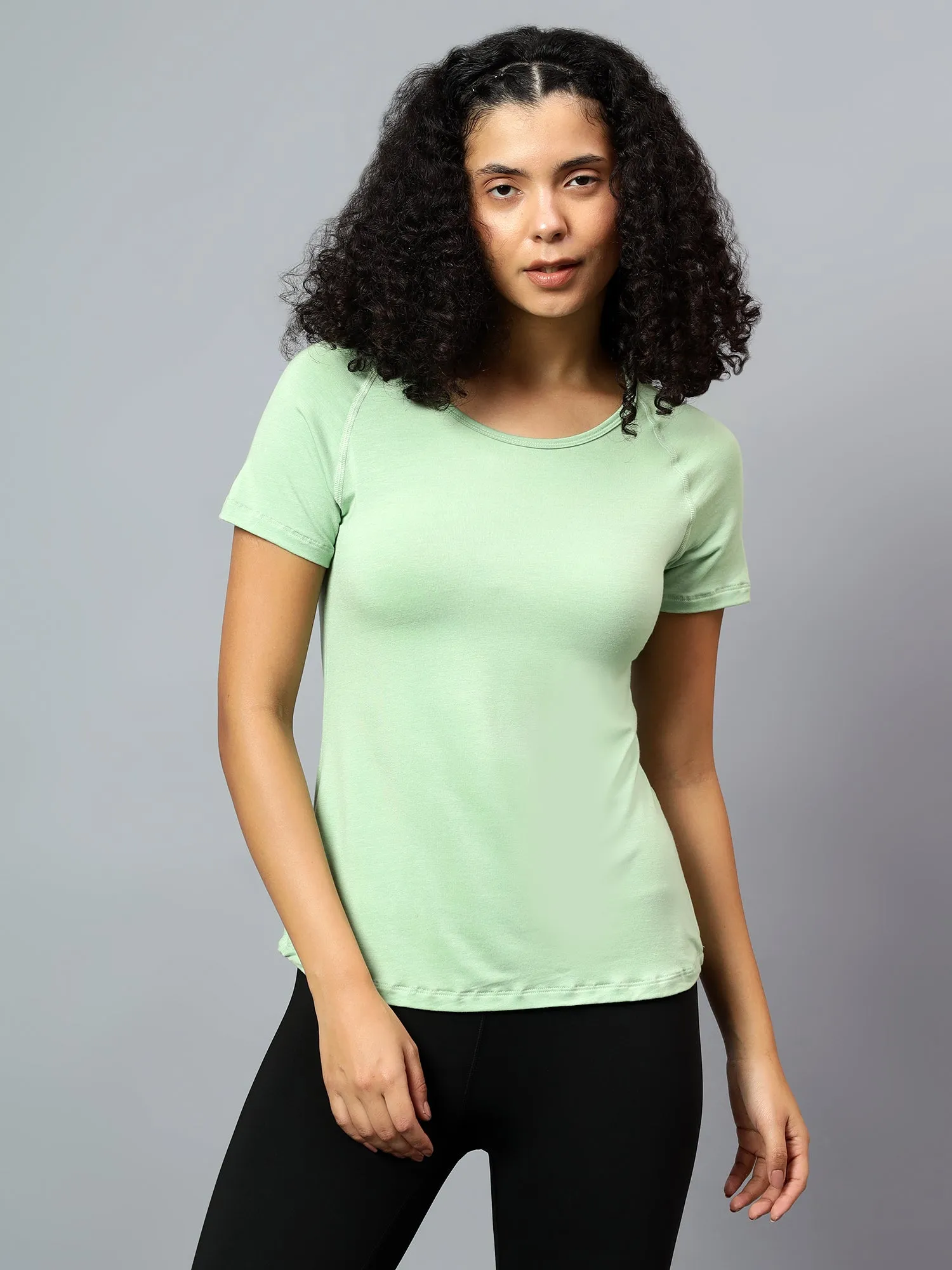 Fitkin Women's Lime Green Ecofriendly Tencel Active Tshirt