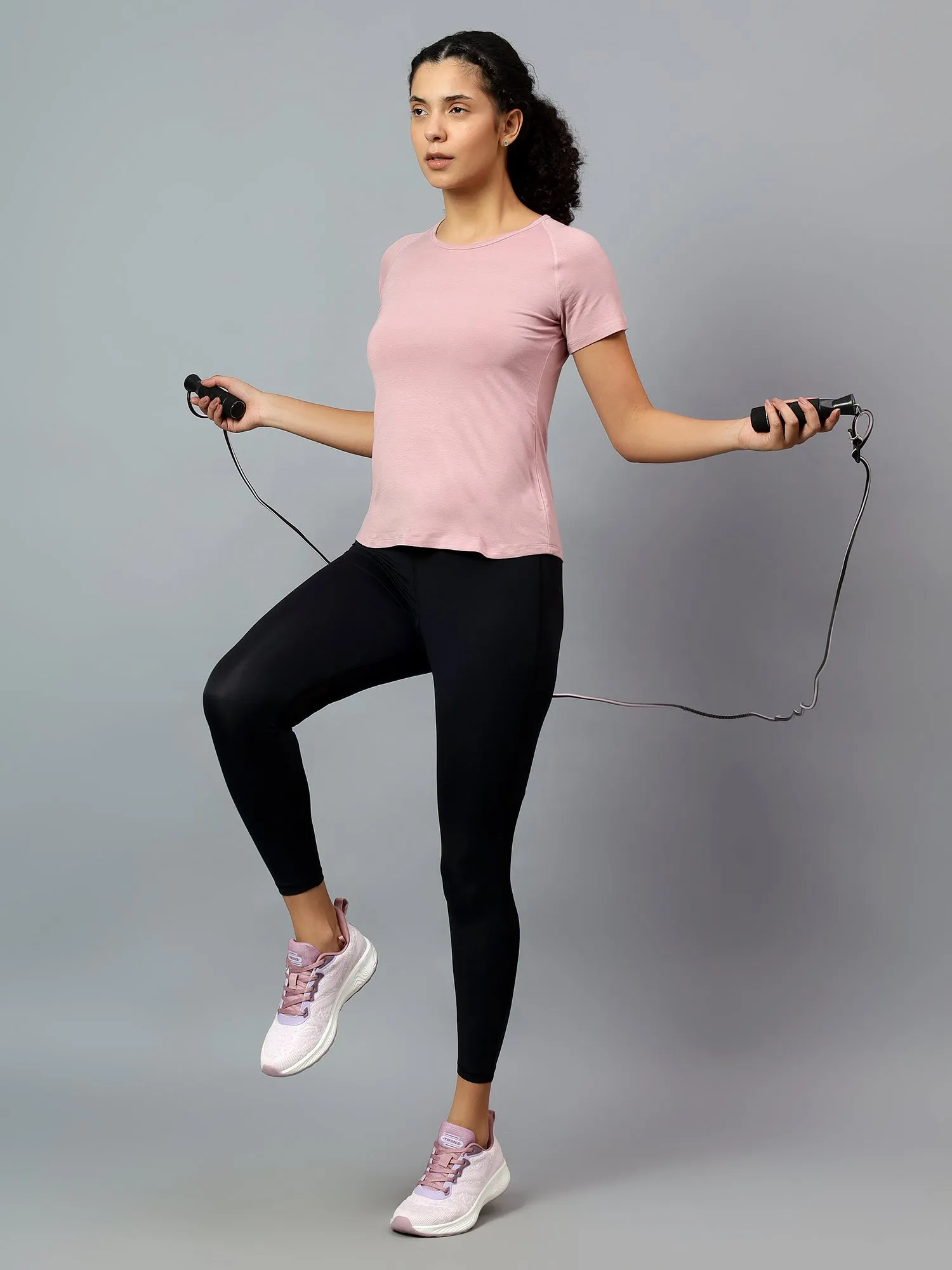 Fitkin Women's Pink Ecofriendly Tencel Active Tshirt