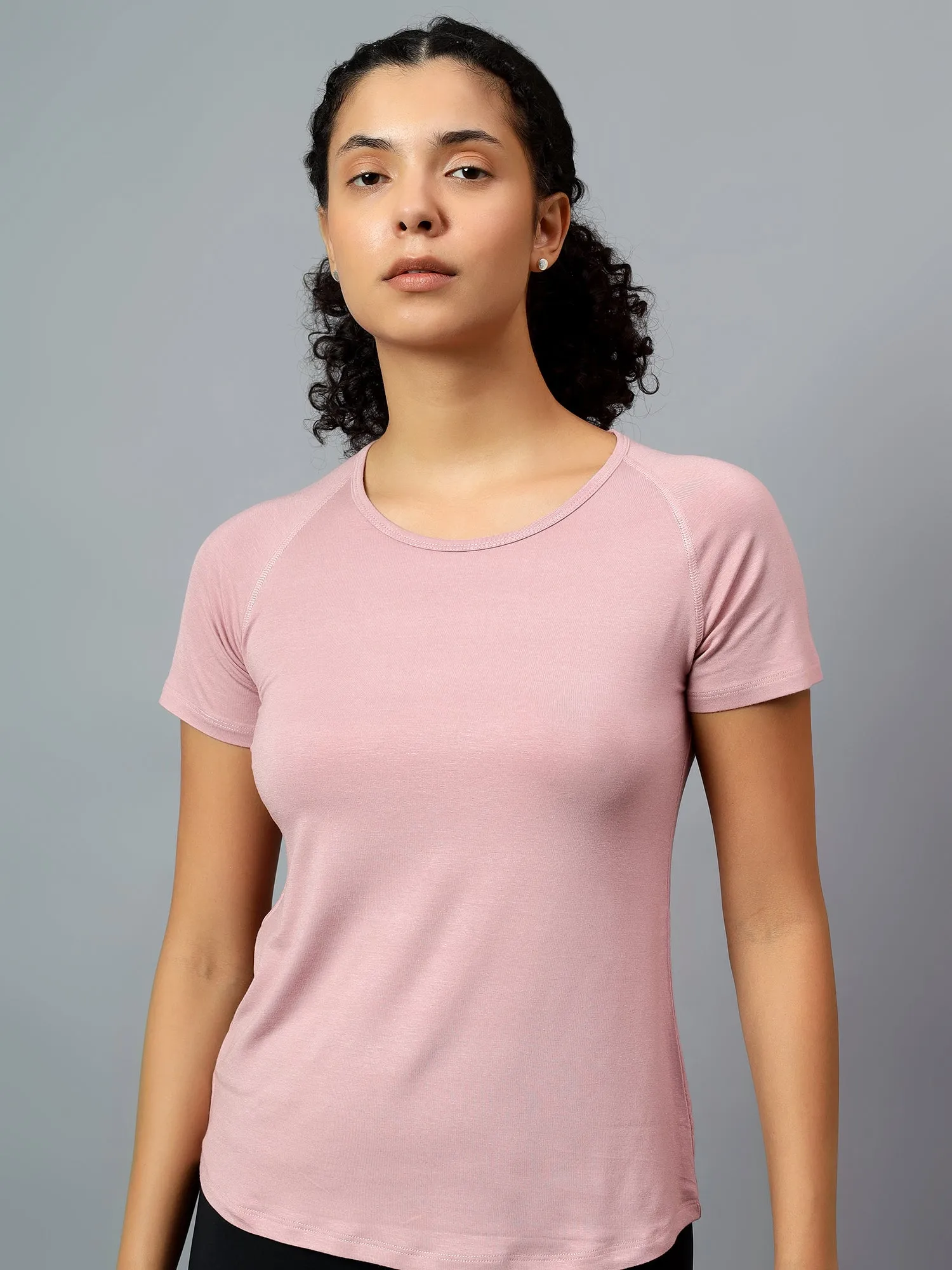Fitkin Women's Pink Ecofriendly Tencel Active Tshirt