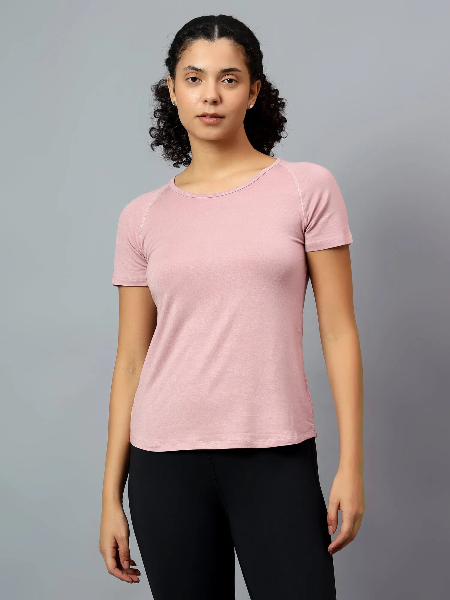 Fitkin Women's Pink Ecofriendly Tencel Active Tshirt