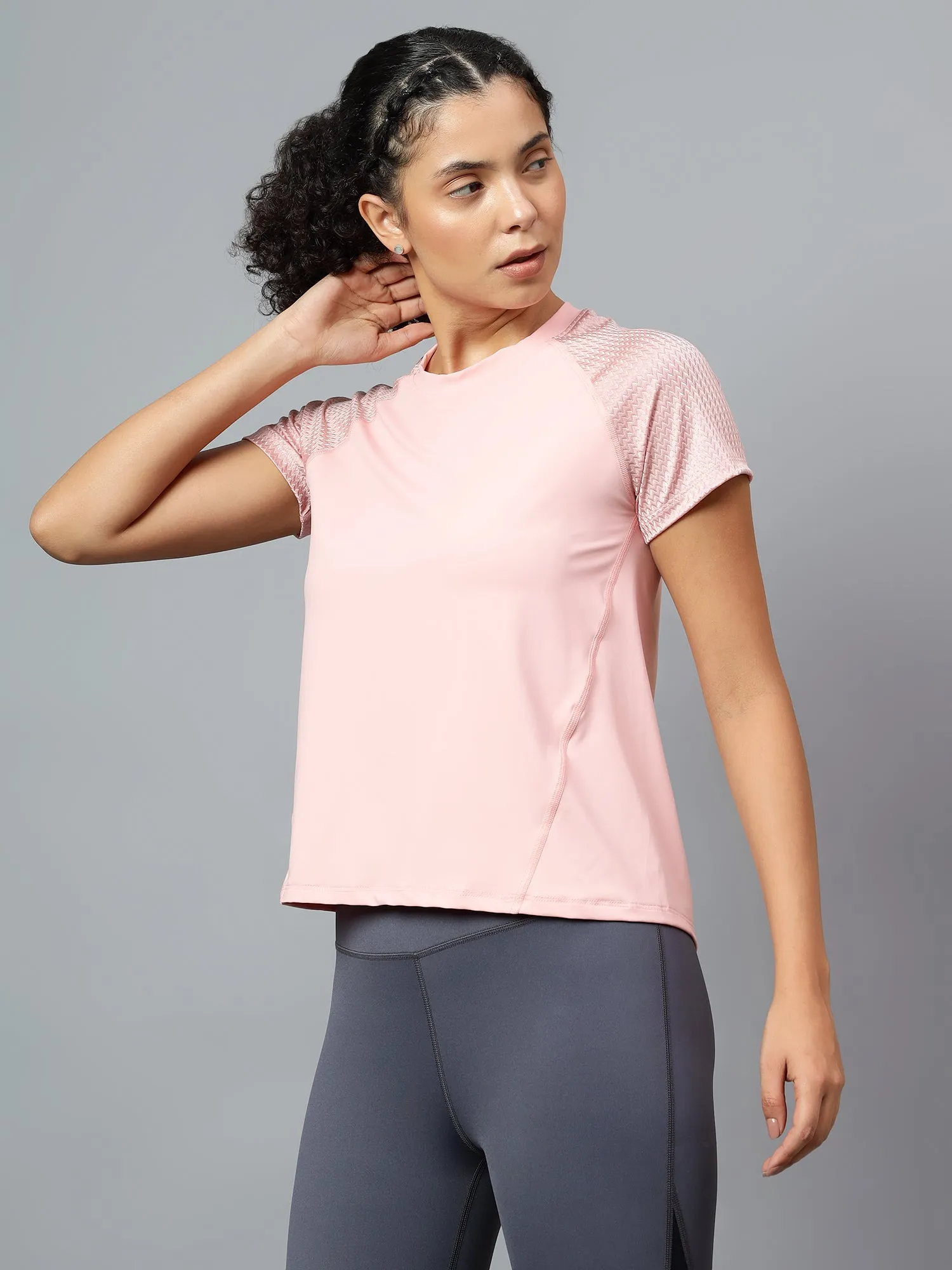 Fitkin Women's Pink Short Sleeve Active Tshirt