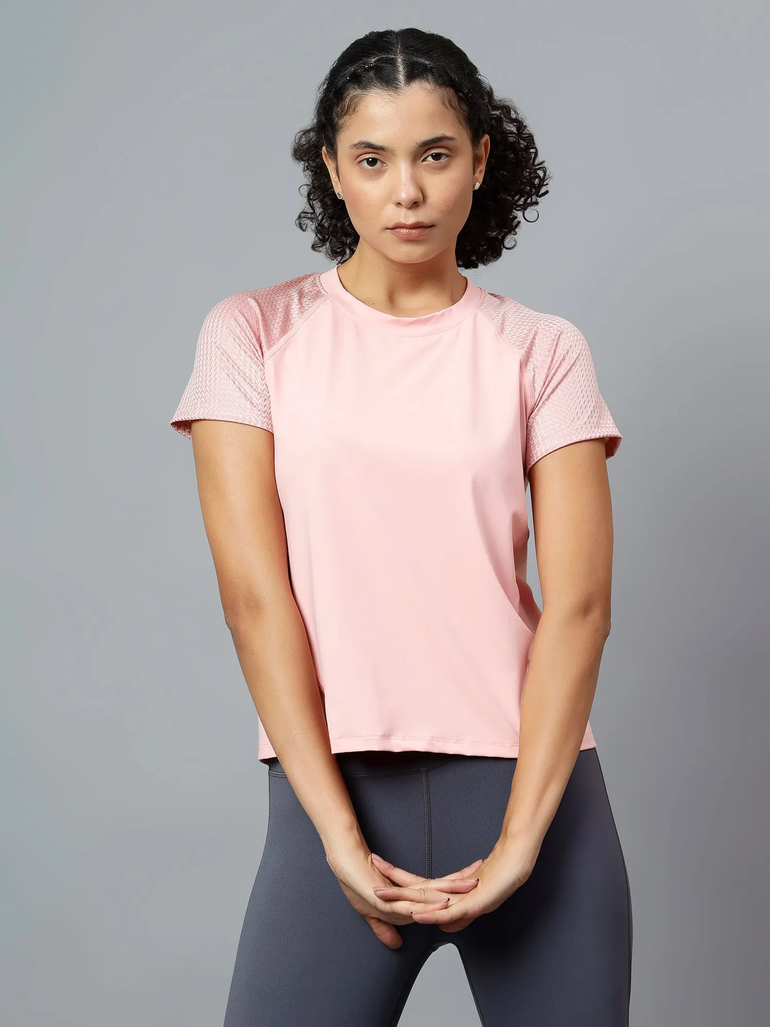 Fitkin Women's Pink Short Sleeve Active Tshirt